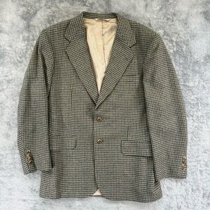 Options by Stafford Lambs Wool Houndstooth Blazer Sport Coat 40R Made in USA